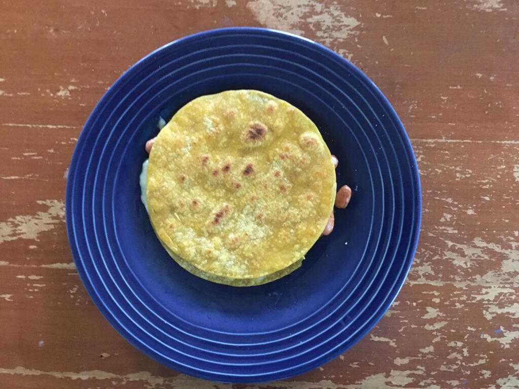 Pinto bean quesadilla on plate