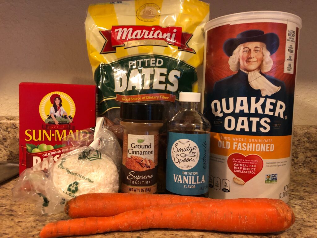 Carrot bliss ball ingredients