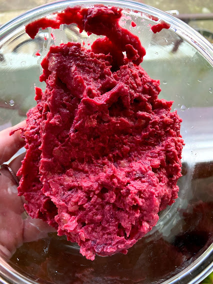 Beet hummus in bowl