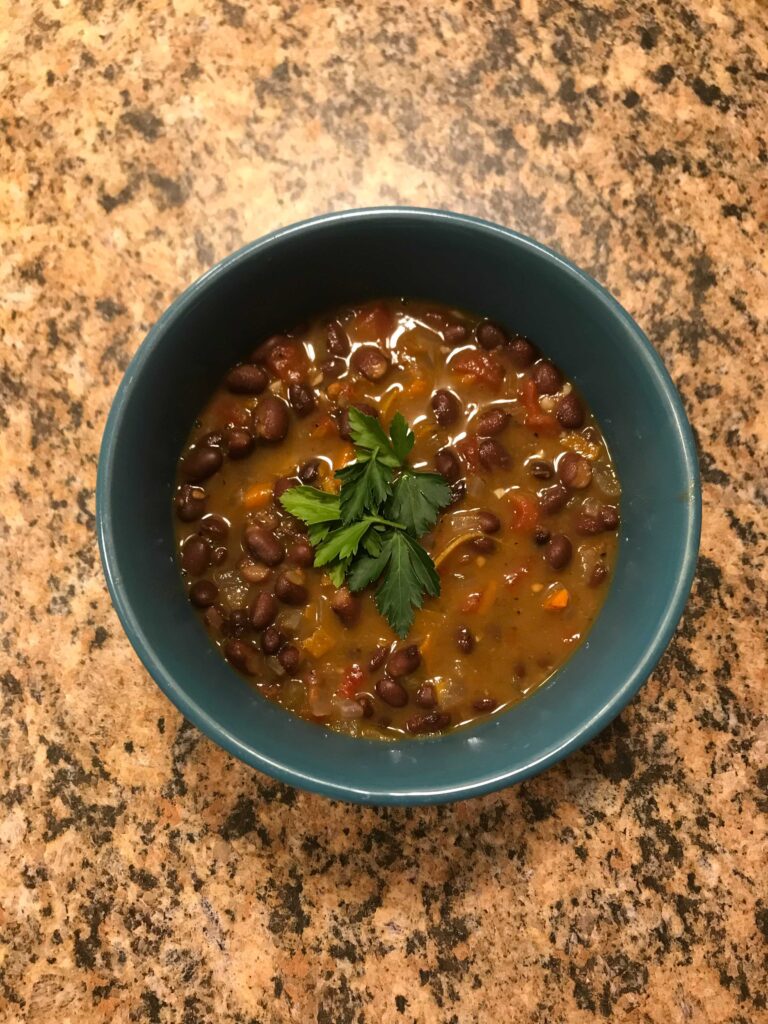 Bird's eye of black bean soup