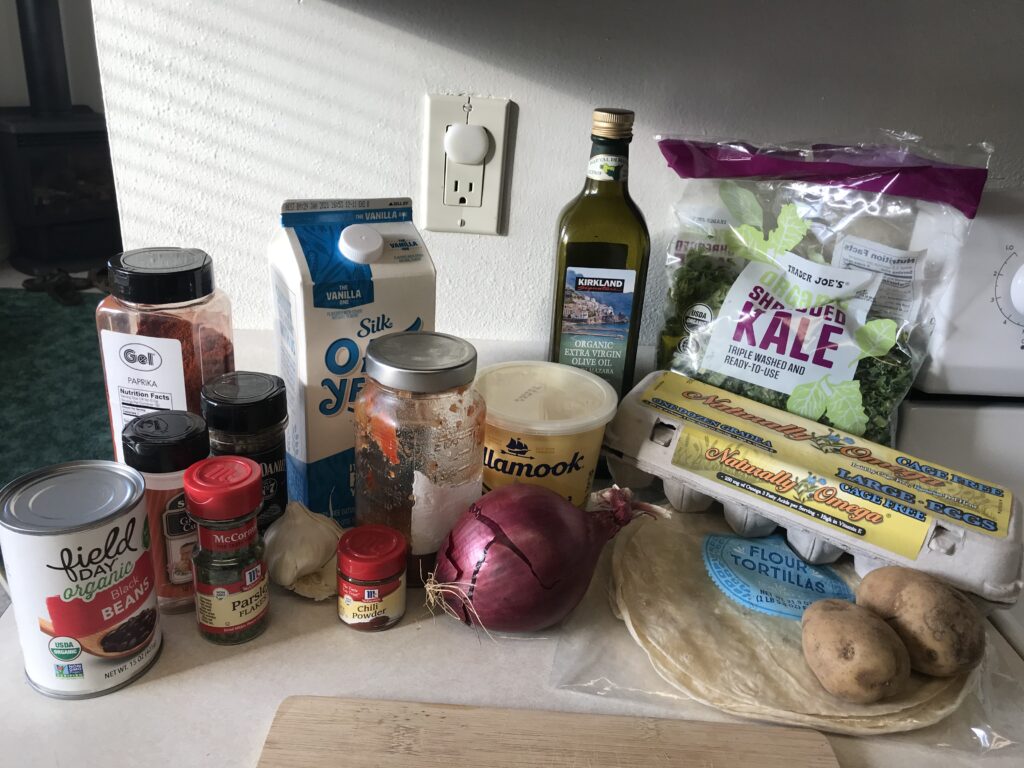 Breakfast burrito ingredients