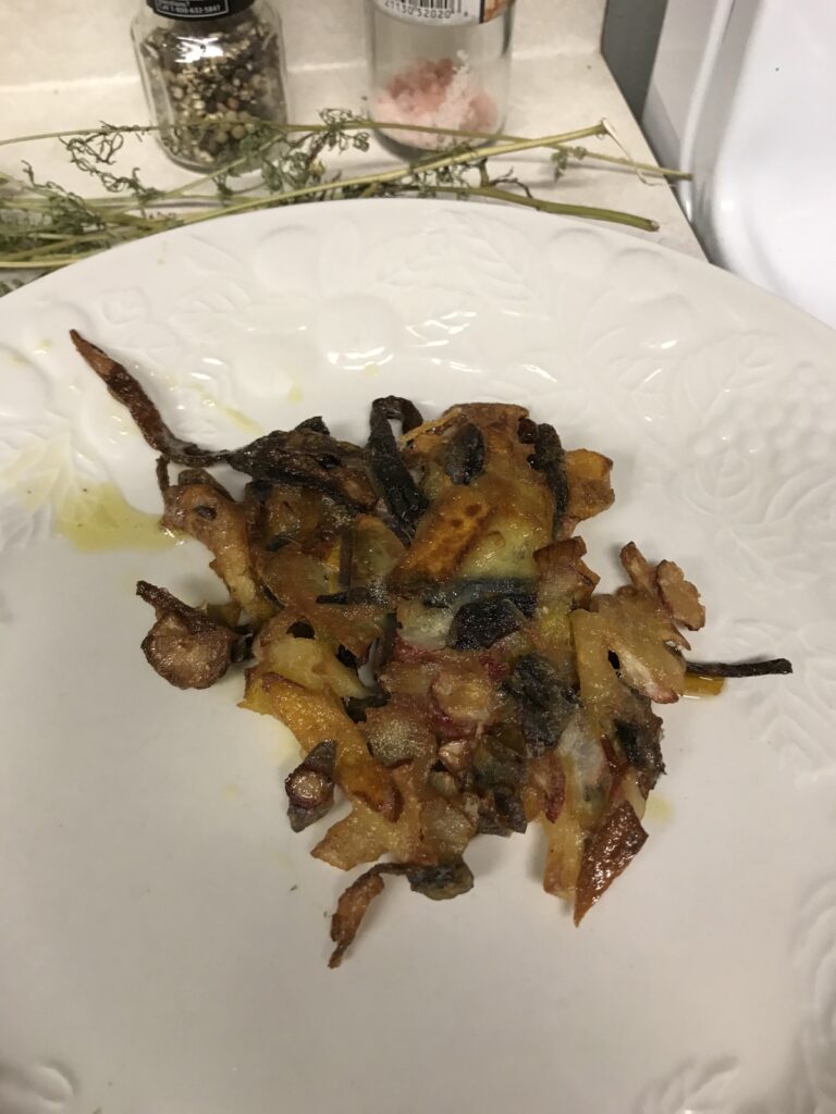 Root vegetable latke on plate