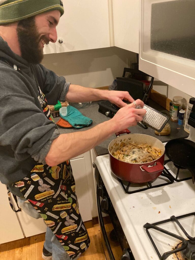 Man with pasta primavera