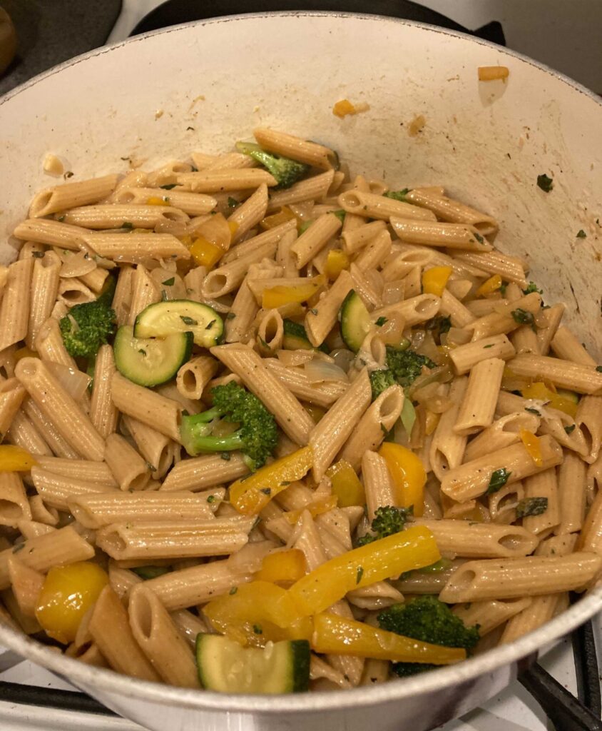 Pasta primavera in bowl