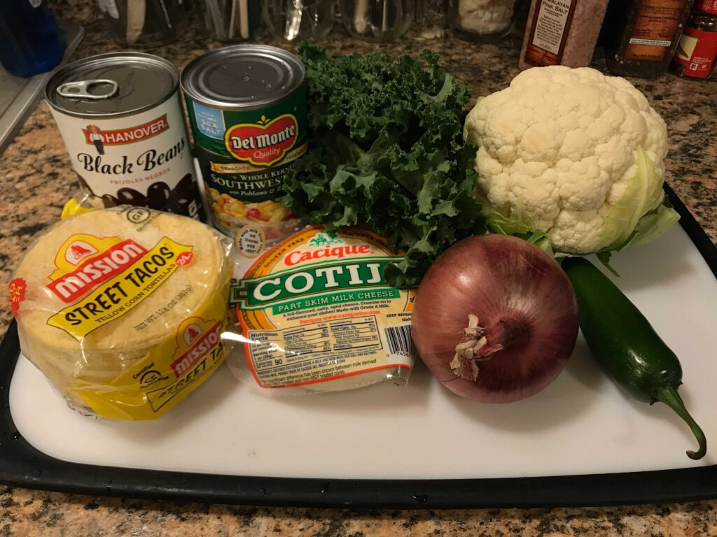 Cauliflower taco ingredients